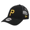 New Era 9FORTY Trucker Mesh Cap, Adjustable, Men's and Women's, MLB Pirates Spring/Summer, Black [Parallel Import]