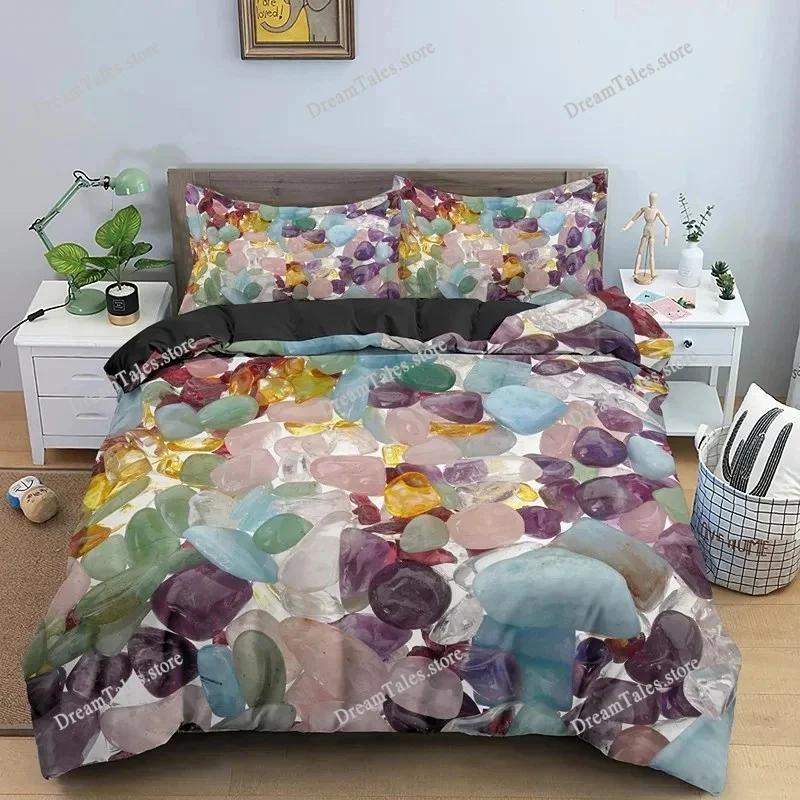 Постельное белье с каменным узором King Queen Size 3D Принт со стеной из кирпичей Пододеяльник Домашний текстиль Дзен Камень Полиэстер Покрывало