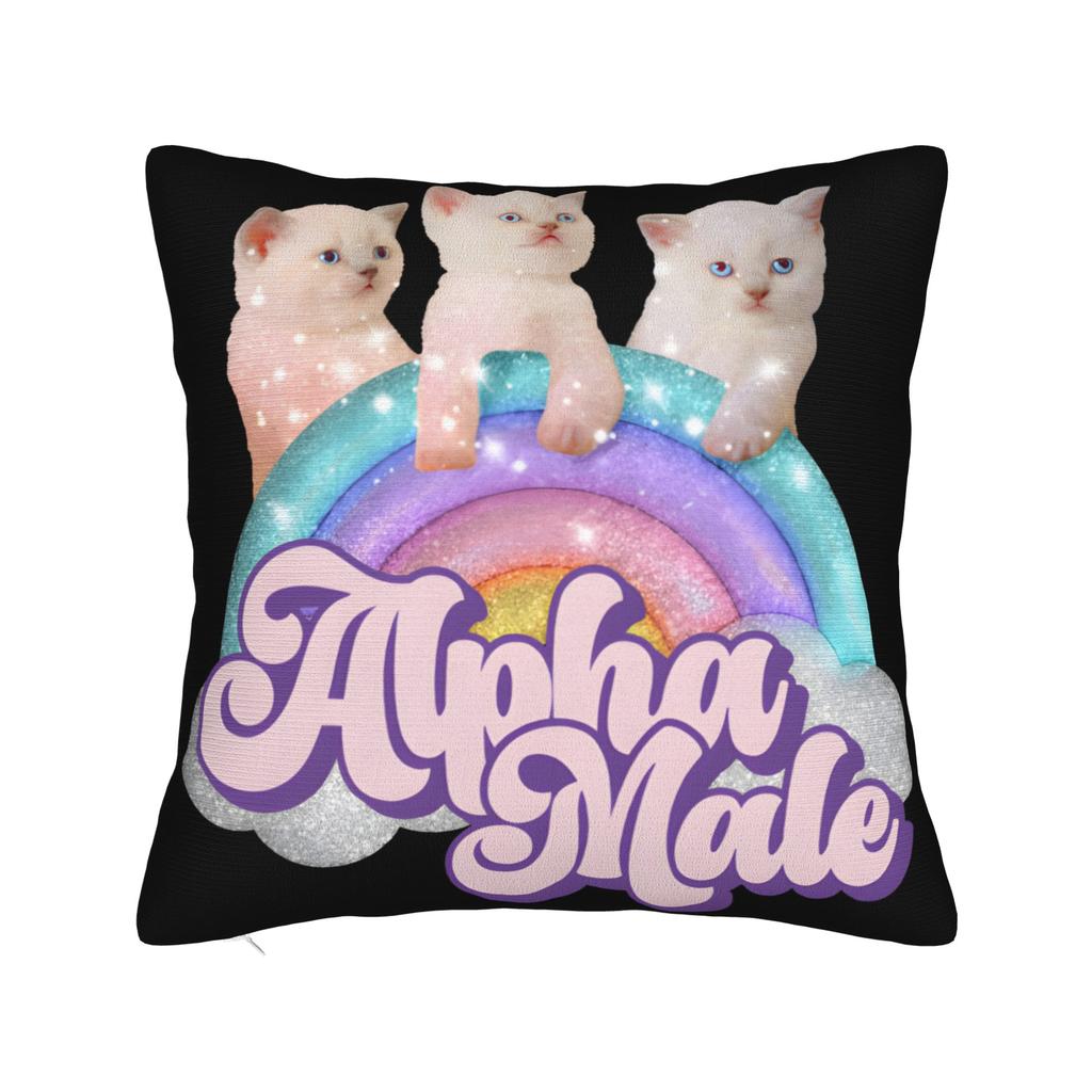 Decorative Pillowcase Alpha Male Cat Kitten Funny Accessories Living Room Pillow Case Cover Zippered Multi Size