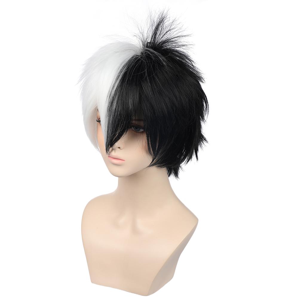 Модные инструменты, белый устойчивый мужской парик, короткий черный жаркий аниме-шиньон, реквизит для косплея