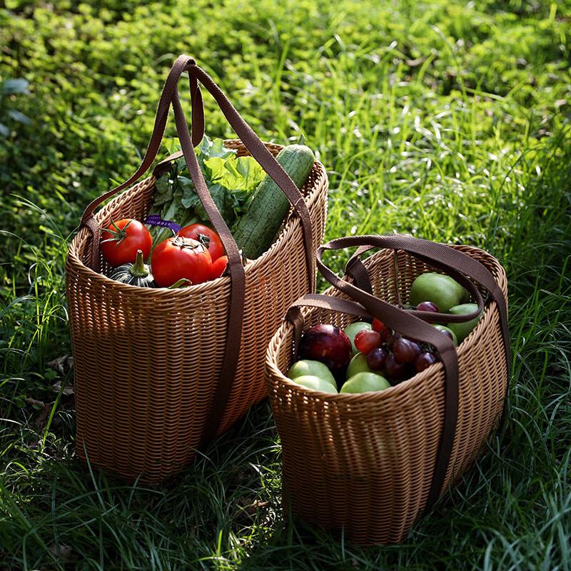 Плетеная корзина для покупок и пикника из искусственного ротанга