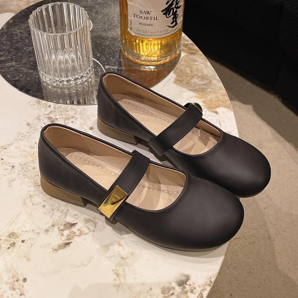 Retro Mary Jane Shoes Women's Skirt 2025 Spring and Summer New One-word Buckle Gentle Wind Women's Shoes Soft Sole Is Not Tired