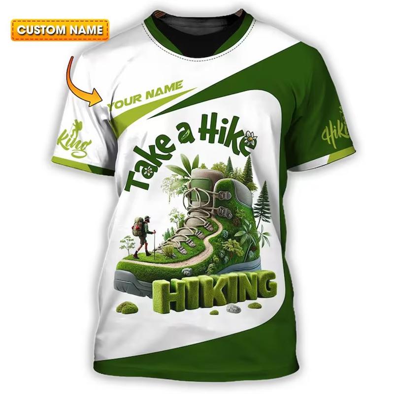Funny 3D Print Hiking Theme Design T-shirt Men Women Personality Customized Name Short Sleeve T Shirts Outdoor Camping Tee Top
