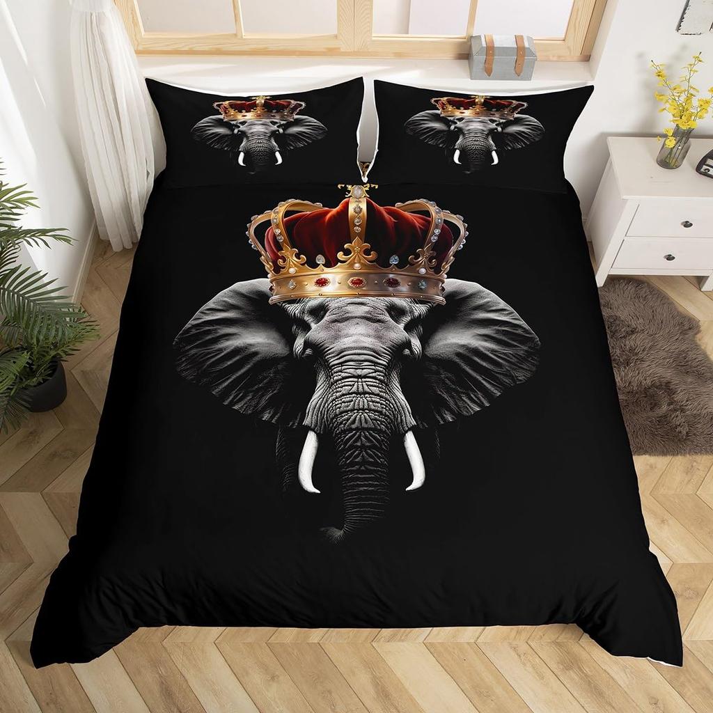Luxury Crown Duvet Cover Set Vintage Red And Black Comforter Cover Romantic Wedding Queen King Bedding Sets Valentines Day Gift