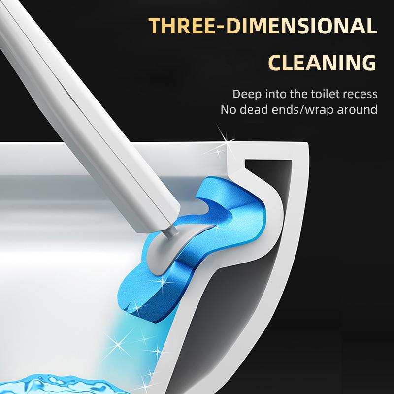 Mengni Wall Disposable Cleaning Toilet Brush Set Long Handle Home Cleaning Tool with Replacement Brush Head Toilet Bathroom Set