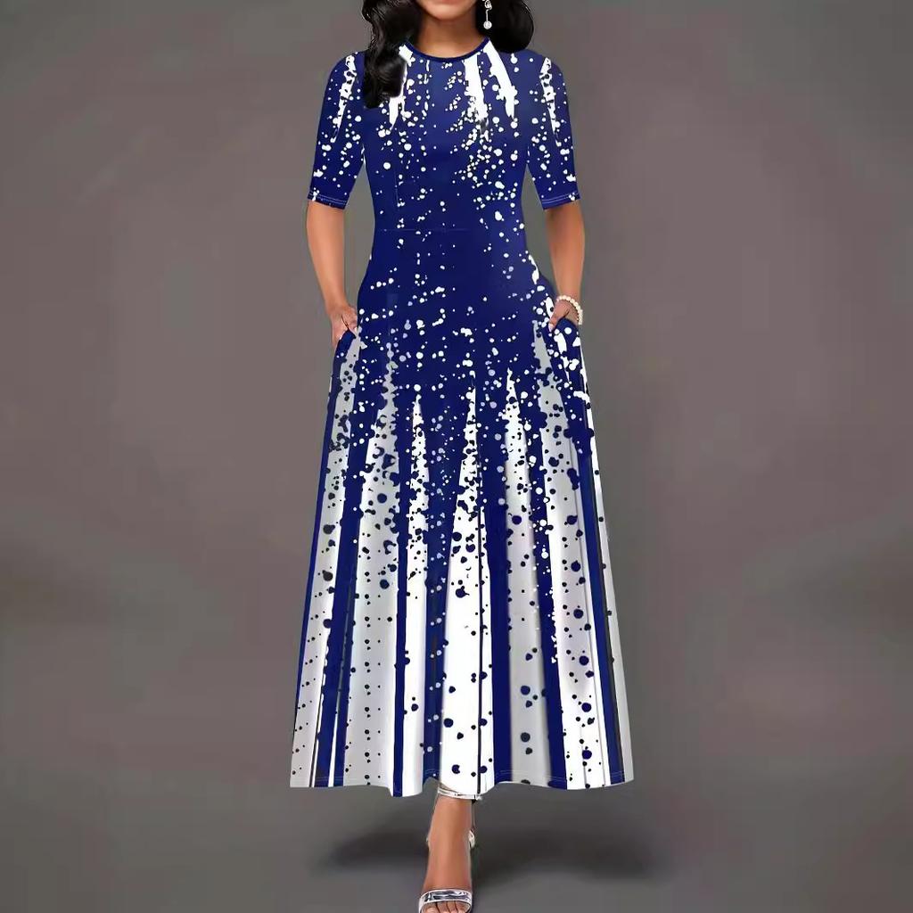 GMXIA Женские персонализированные модные платья с принтом в виде градиента и короткими рукавами и круглым вырезом