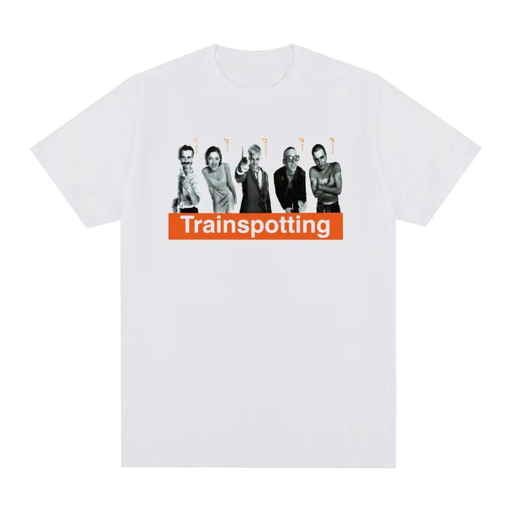 Винтажная футболка Trainspotting Классическая коллекция Дизайн Британская Популярная Хлопок Мужская Женская Футболка Дышащий Материал Без Духоты в Жаркое Лето