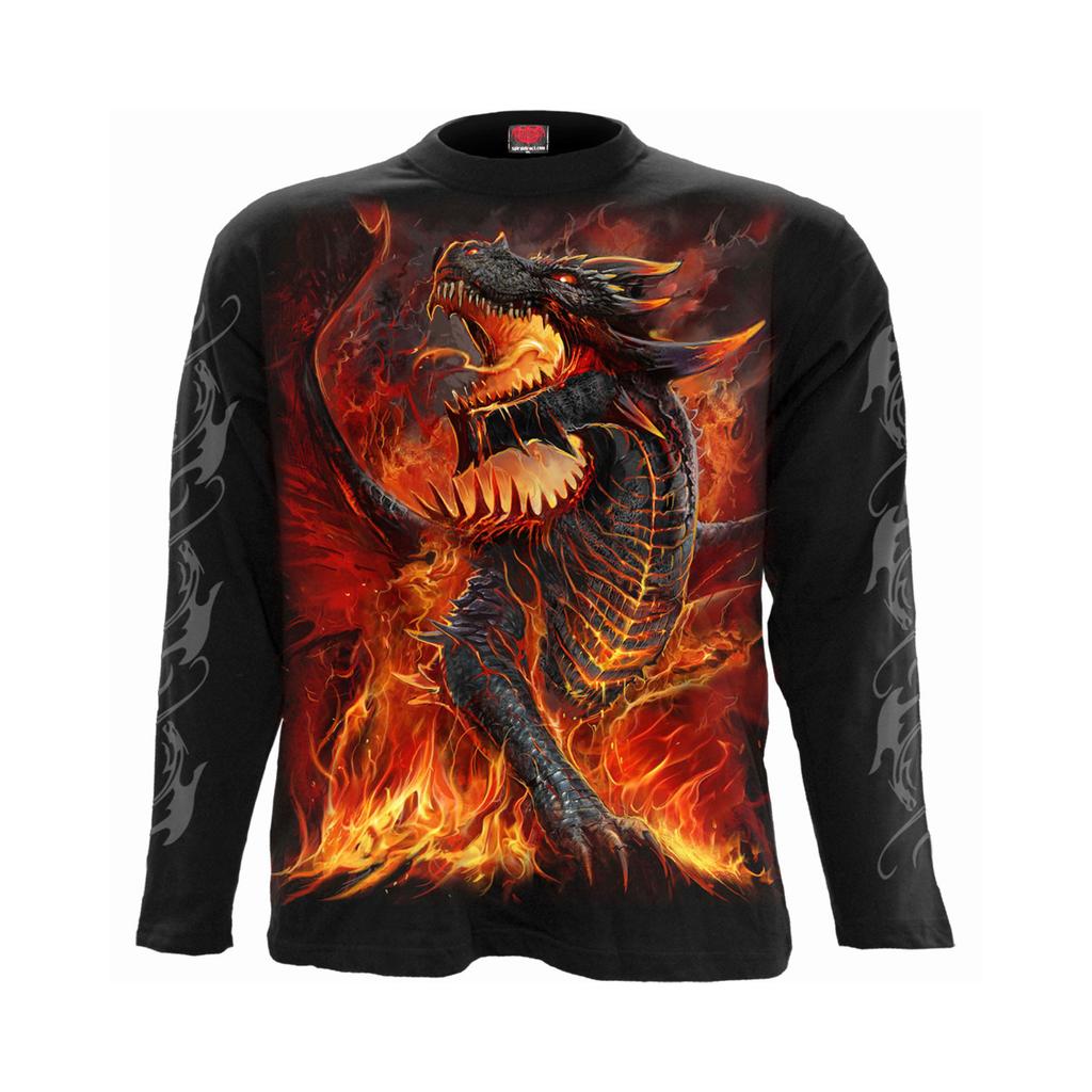 Spiral Direct Unisex Adult Draconis Back & Sleeve Print Long-Sleeved T-Shirt