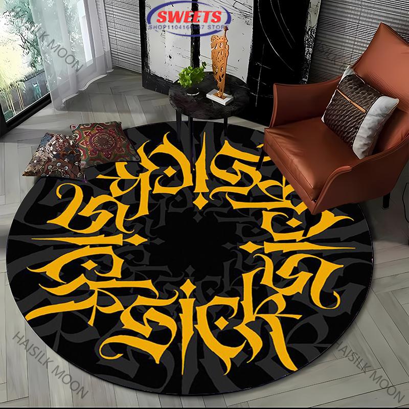 1 шт. Ковер круглый с принтом слов в загадочном художественном стиле для гостиной, спальни, под диван, всесезонный коврик, современный декоративный коврик, топ-10 подарков к празднику