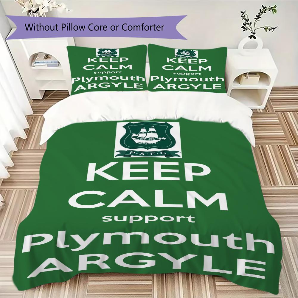 Plymouth Argyle PAFC Pattern Bedding uilt Set uilt Cover Pillowcase Home Decoration Birthday Gift (1 * duvet cover + 2 * pillowcase without core)