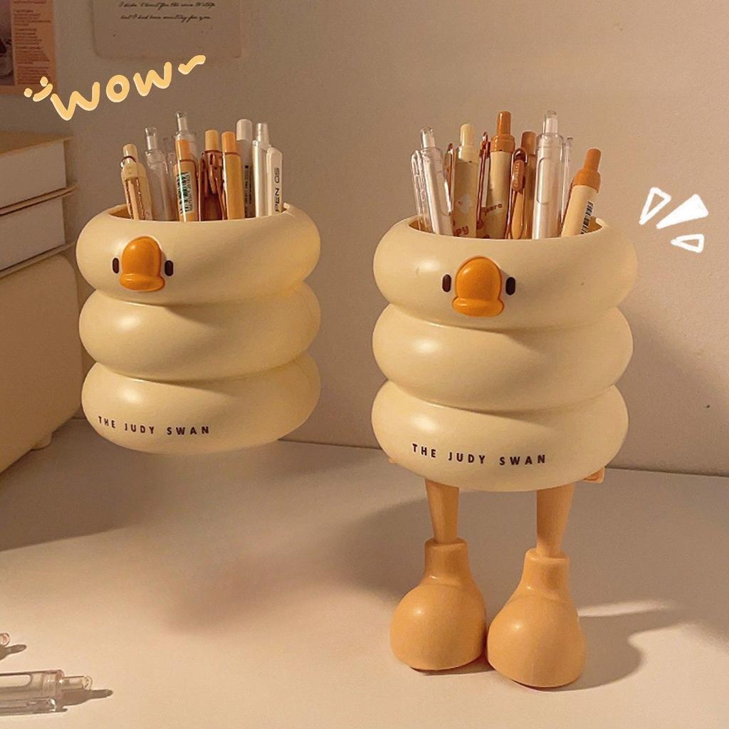 Милый студенческий настольный держатель для ручек, женская кисточка для макияжа, домашнее ведро для хранения, офисное веселое хранение, утка, многофункциональная