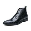 Роскошный бренд Мужские банкетные туфли с острым носком Свадебные туфли Высококлассные новые мужские ботильоны с высоким голенищем Большой размер 38-48