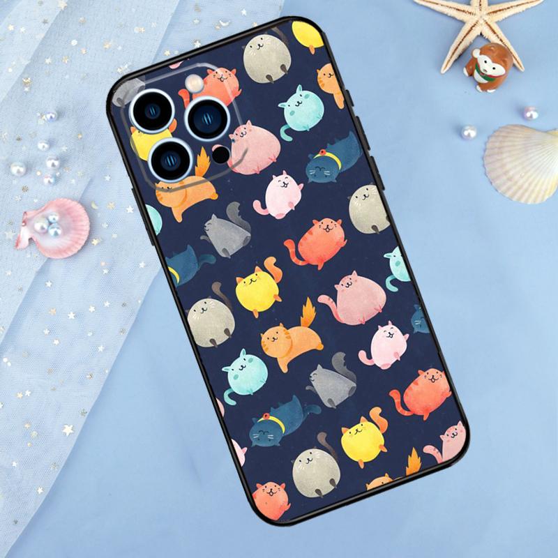 Милый Мультяшный Кот Чехол Для iPhone 17 Pro Max 16 15 13 12 11 14 Pro Max Plus 12 13 Mini 16e 17 Air Задняя Крышка
