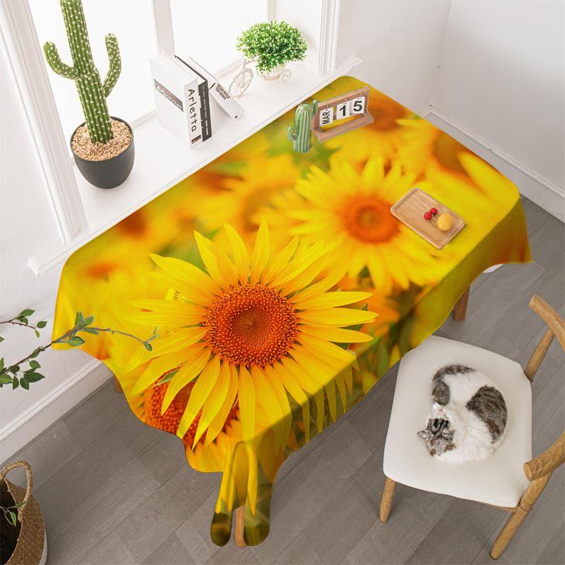 Sunflower Wallpaper-Style Tablecloths for Desks, Bedrooms, Living Rooms, and Coffee Tables