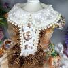 Original Handmade Autumn Winter Light Brown Strap Lace Decorative Lapel Retro Lolita Dress Suitable for Small Pets Dog Clothes