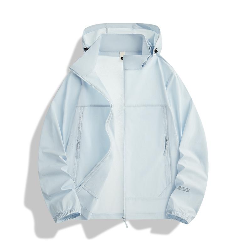 Outdoor sunscreen clothing men's and women's summer ice silk quick-drying hooded skin clothing UV protection light breathable sunscreen jacket