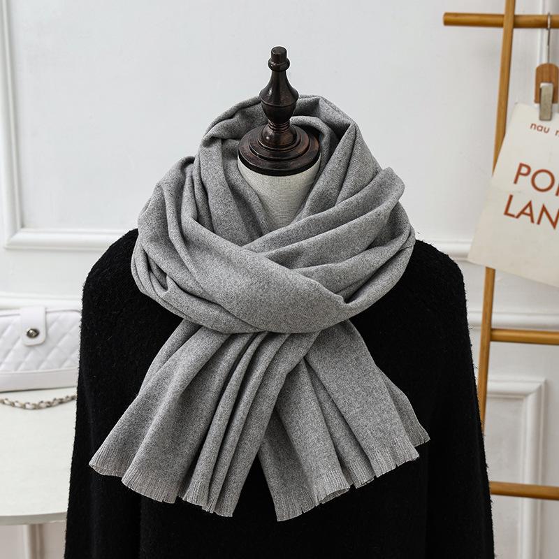 Short Beard Scarf for Women Winter High End Wool Cashmere Scarf Versatile Men's Shawl Solid Color Red Scarf