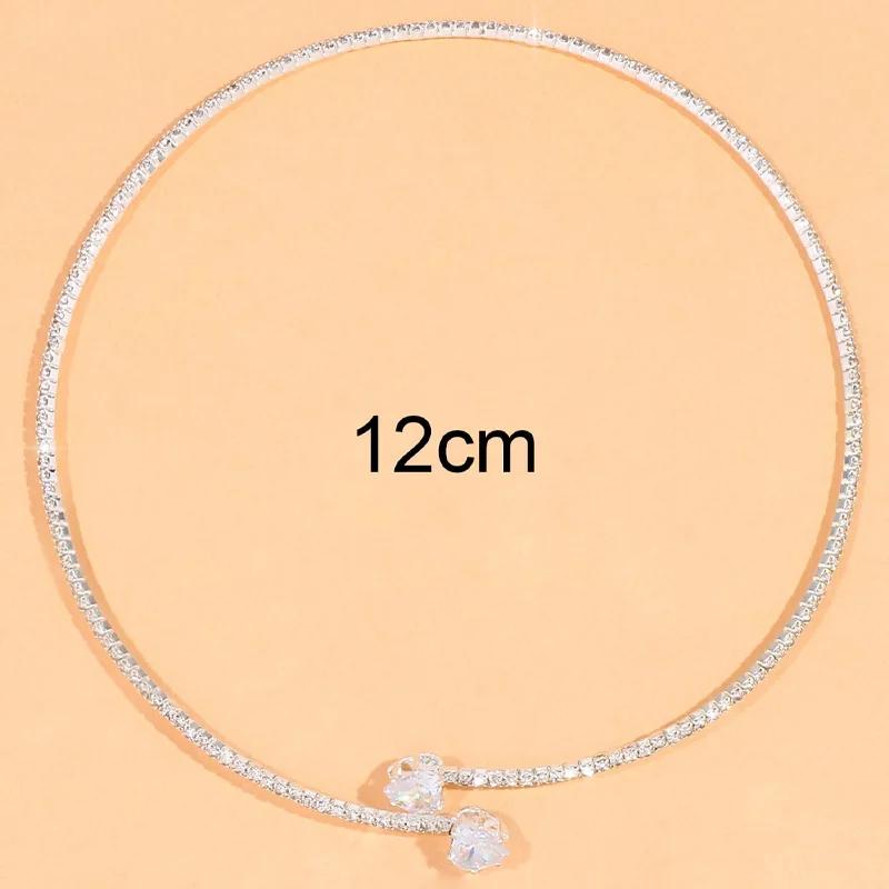 Choker Necklace Fashion Rhinestone Heart Collar For Women Simple Open Collar Golden Necklace For Women Choker Necklace Jewelry