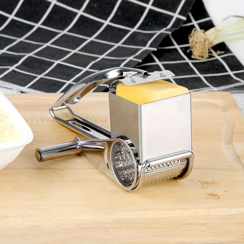 Stainless Steel Cheese Grater - Manual Rotary Cheese Shredder, Multifunctional Kitchen Gadget for Home & Restaurant Use