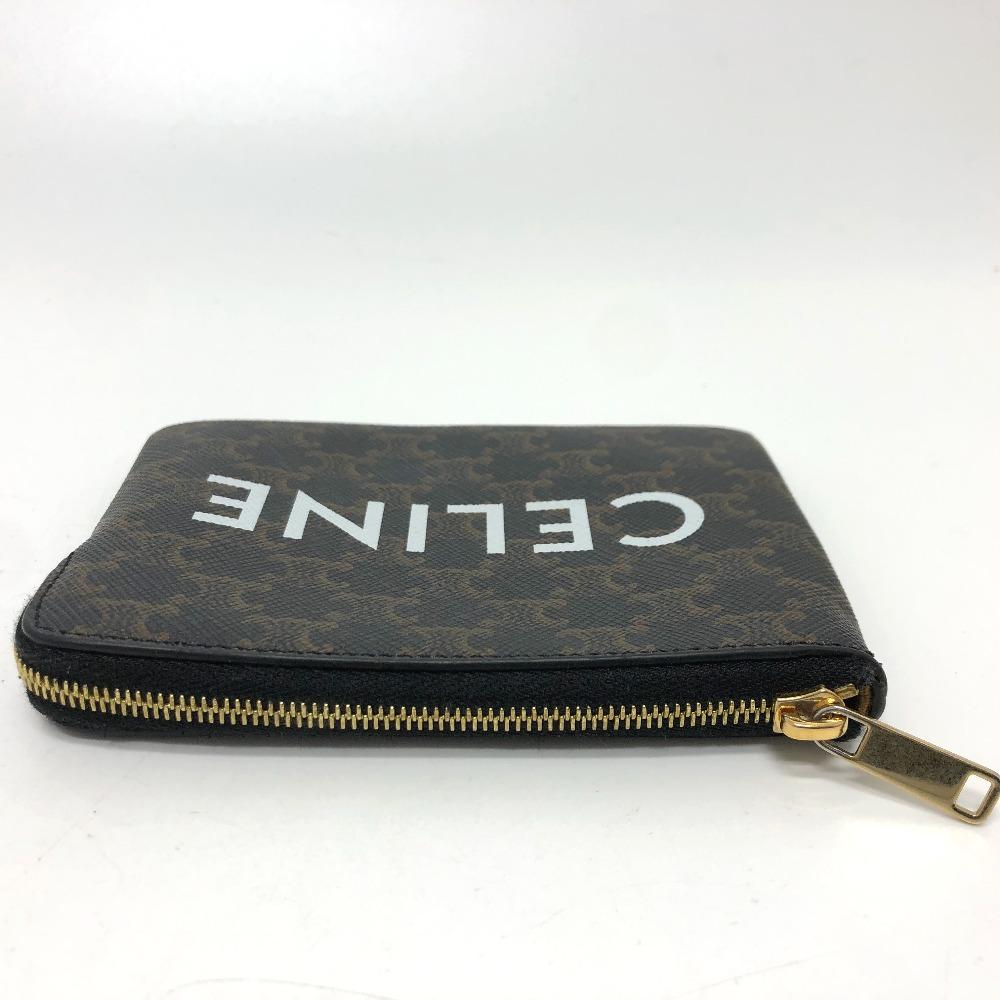 CELINE 10C662CA2 Triomphe  coin purse PVC/Leather Brown/GoldHardware