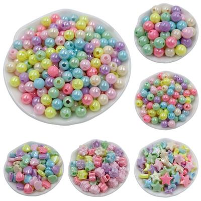 Акриловые бусины Love Plum Star Beads AB Color Jewelry Accessories Акриловые свободные бусины Круглые бусины Мода для изготовления ювелирных изделий Конфеты Разноцветные бусины