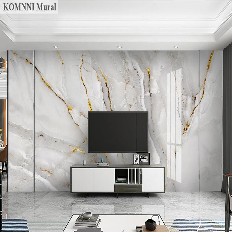 Modern Wallpaper Light Luxury Golden Marble Landscape Mural Background Wall Decor Living Room Bedroom Home Decor