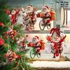 8/10Pcs Christmas Wooden Bicycle Santa Claus 2D Flat Wooden Pendant Christmas Tree Decoration Perfect Holiday Gift Decor