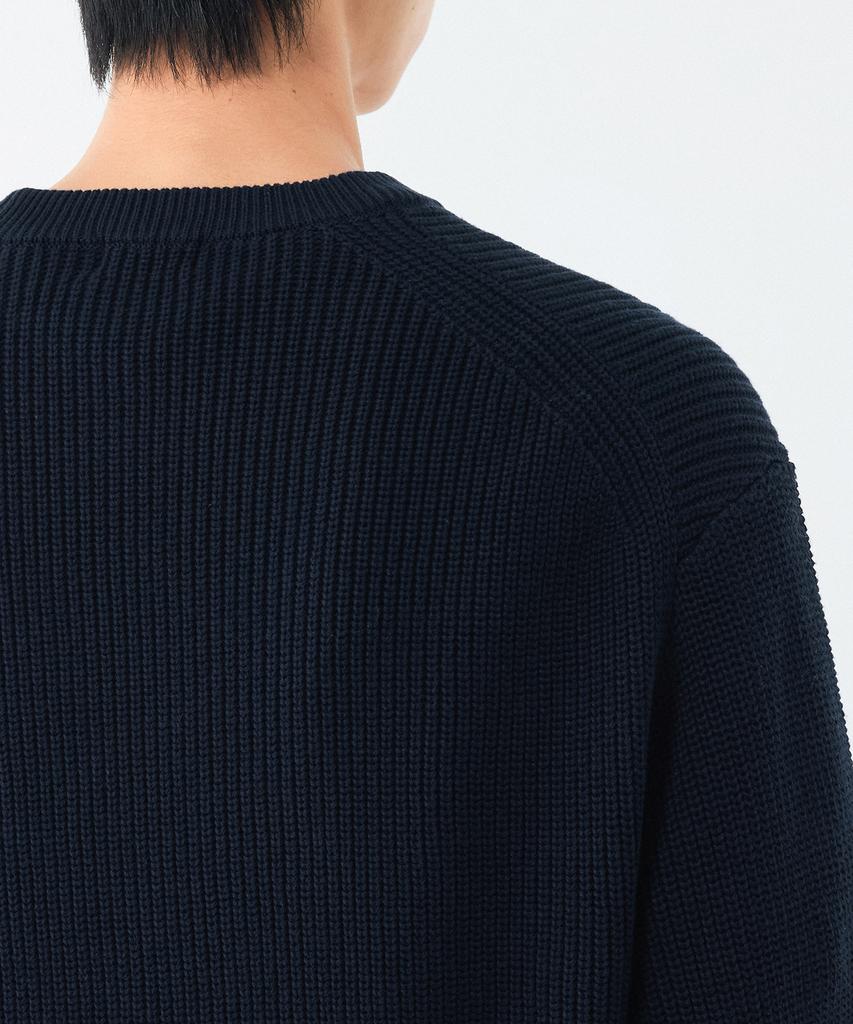 MUSINSA STANDARD Cotton Ribbed Crew Neck Knit [Navy]