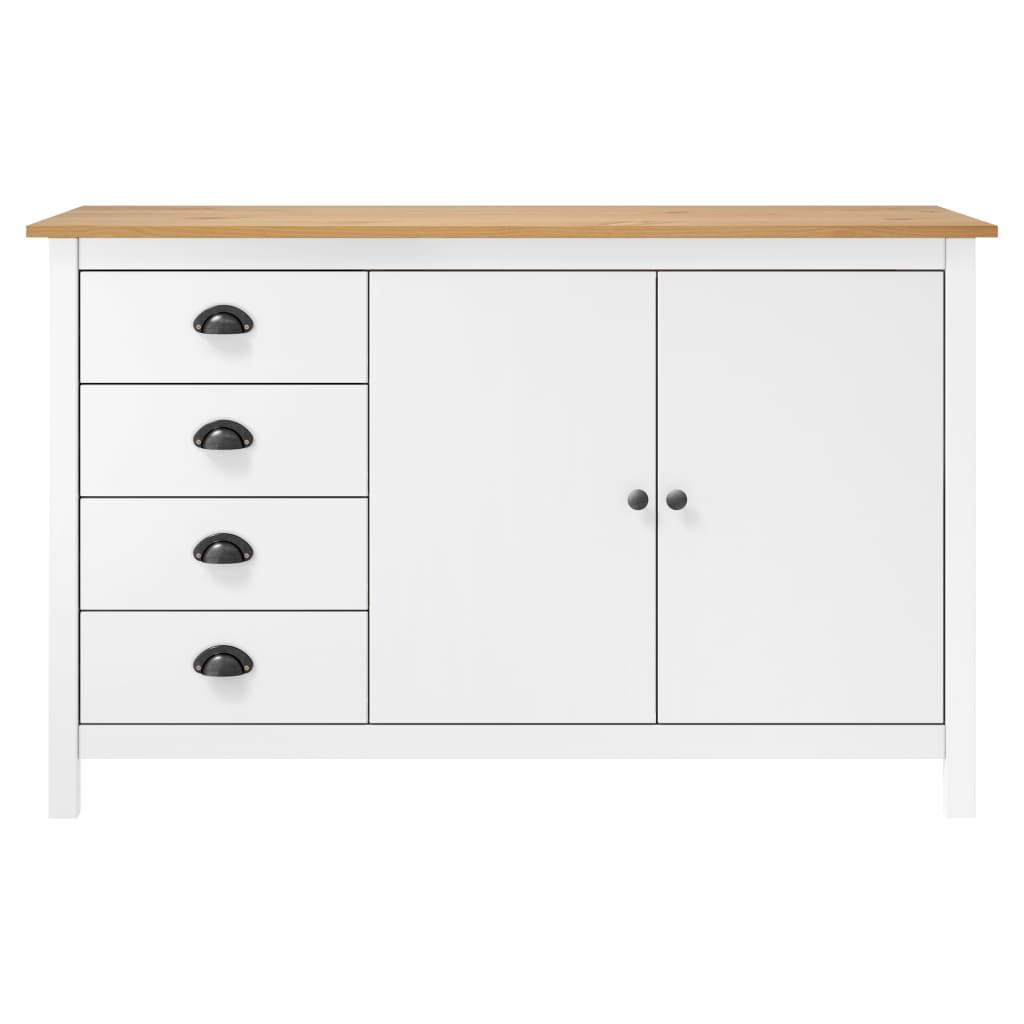 Hill Sideboard in White 130 x 40 x 80 cm Solid Pine Wood