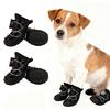 4Pcs Anti-Skid Dog Boots Fleece Lined Paw Protective Shoes with Adjustable Knobs Waterproof Dog Booties from Winter Snow Rain for Small Medium Large
