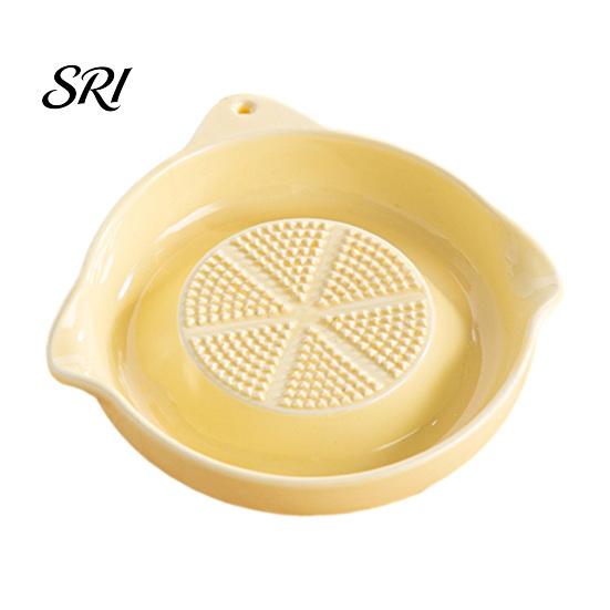 Snack Tray Ceramic Garlic Grater with Natural Glaze Multi-Function Ginger Food Mincer Decorative Kitchen Dishwasher Safe Compact Tool for Puree Paste