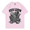 Funny Sea Lion Meme Tshirt Unisex Women Fashion Vintage Short Sleeve Tshirts High Quality Cotton Oversized T Shirts Streetwear