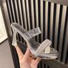 Transparent High Heels Women's Summer Fashion Open-toed Rhinestones with Sandals Sexy Super High Heel Waterproof Table Sandals Outside