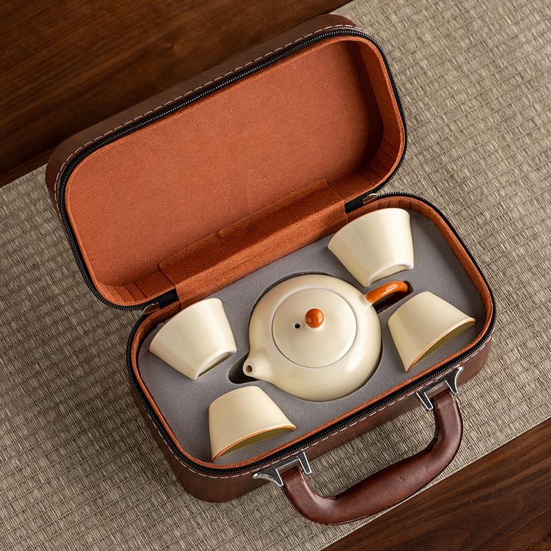 Виртуальная керамика в китайском стиле, чайный дорожный набор «Богатый бамбук» печи Жу, корпоративный подарочный чайник для кунг-фу, можно заказать чайный набор