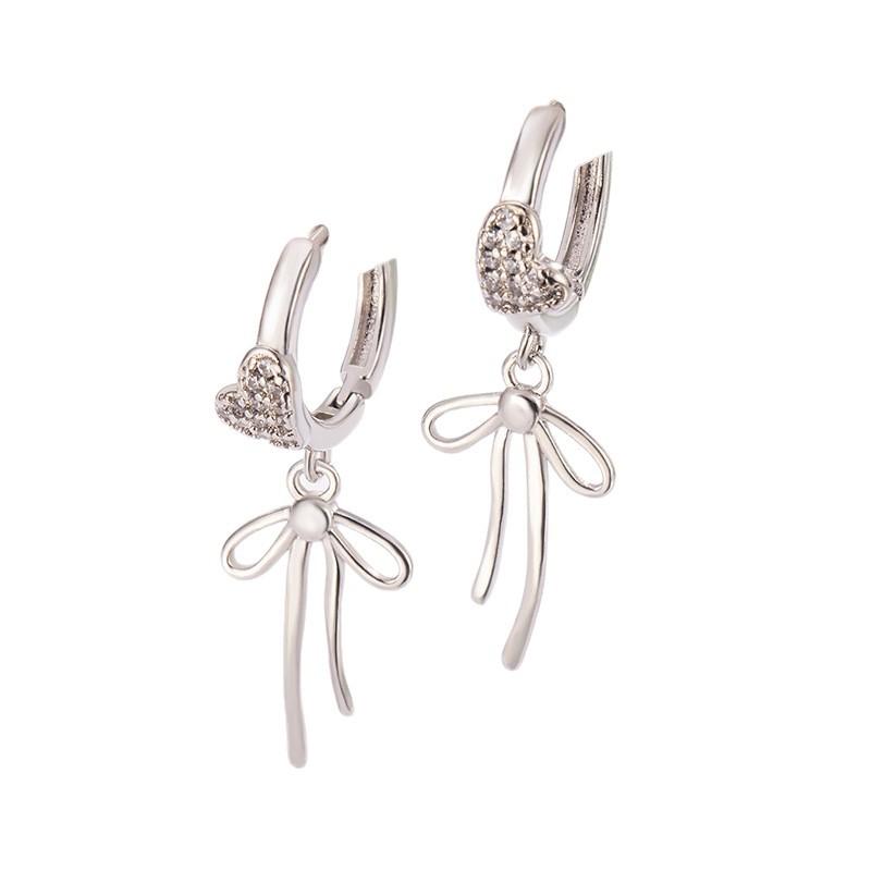 VENTFILLE 925 Sterling Silver Hoop Earrings For Women Tassels Bowknot Heart Love Sweet Romatick Office Jewelry Gift Dropship