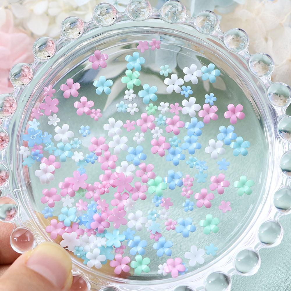 400 шт. Kawaii Macaron Акриловые Цветочные Подвески для Нейл-Арта 3D Цветы Стразы Украшения для ногтей Маникюрные Принадлежности Аксессуары