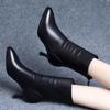Большие размеры, теплые туфли на высоком каблуке, элегантные женские туфли до середины голени, женские полусапожки на каблуке, весна 2024, водонепроницаемые, новые, в горячем стиле Gyaru Goth