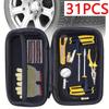 31Pcs Car Tire Repair Tool Kit Auto Bike Tubeless Tire Tyre Puncture Tire Repair Kit Plug Garage Repair Plug Tools Accessories