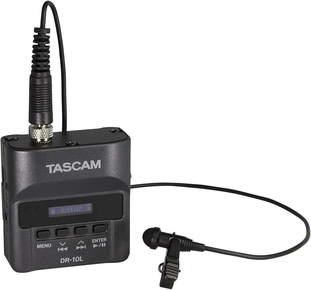 TASCAM DR-10L Pin Microphone Recorder Black for Youtube Audio Recording Internet Distribution Podcast Video Shooting Vlog Recording