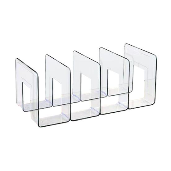 Desk Boodend Storage Organizer Book Support Stand with 4 Vertical Compartments Plastic File Sorter Rack for Book Magazines