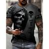 Horror Death Men's Skull T-Shirts Short Sleeve 3D Print Terror Street Hip Hop T Shirt O-Neck Loose Casual Summer Tops Clothing
