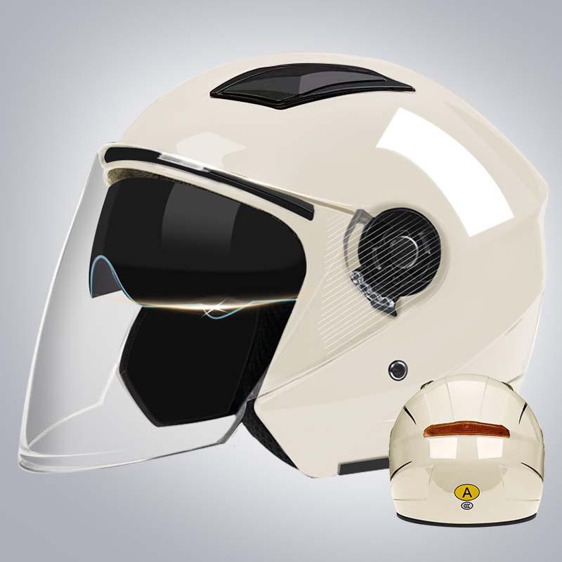 3C Certified Electric Bike & Motorcycle Helmet with Double Windshield - All-Season, Warm Safety Half Helmet