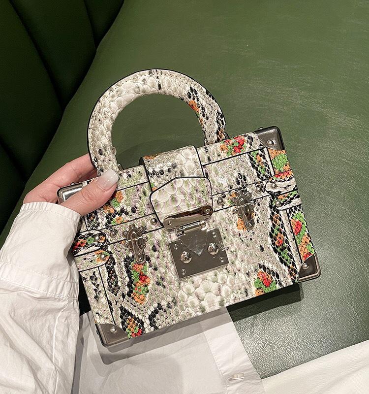 Роскошная женская сумка из натуральной кожи змеи 2025 года - стили 'коробка', 'на плечо' и 'кроссбоди'