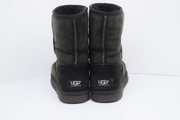 UGG Австралия/КЛАССИЧЕСКИЕ КОРОТКИЕ/Кожаные Унты из Мутона/22.0/Черные/Женские/Внутренний Мех/Короткие Ботинки(ИСПОЛЬЗОВАЛ)