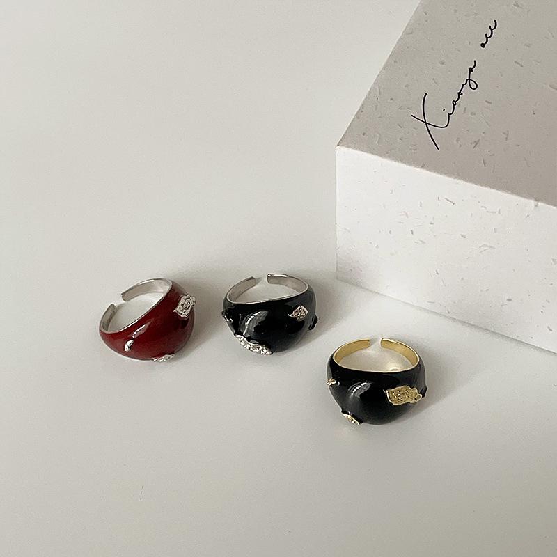 Дизайнерское эмалированное масляное капающее металлическое открывающееся кольцо Женское нишевое уникальное индивидуальное темпераментное модное кольцо с темпераментом