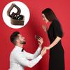Ring Gift Box with Transparent Window Accommodates 2 Rings with Soft Sponge Lining Vintage Wooden Box for Proposal Anniversary Birthday Gifting