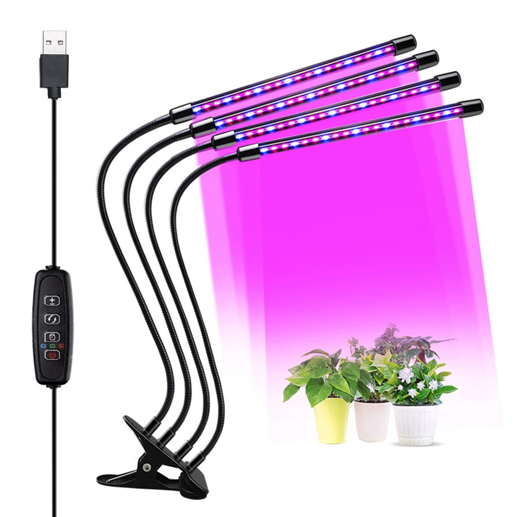 D C 5 V 3A 80W Plant Growth Growing Clip Clamp Lamp Flora Light USB Powered Operated with Line Controller 3 Levels Timer Timing T-ime Setting Functio