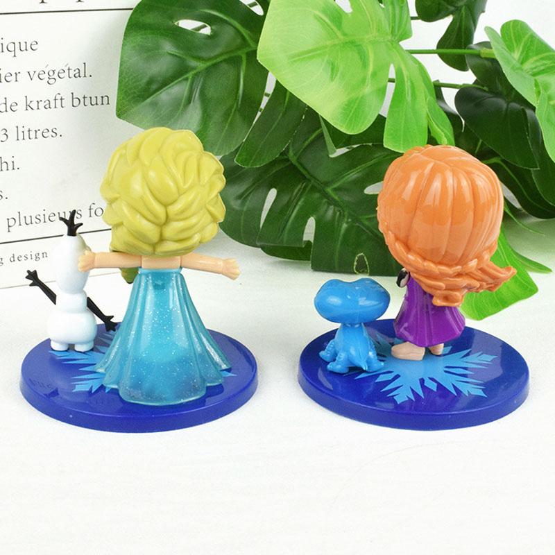 2Pcs/Set  Frozen Anime Figures Room Decoration Accessories Cartoon Anna Elsa Princess Doll Model Toys Kids Birthday Gift