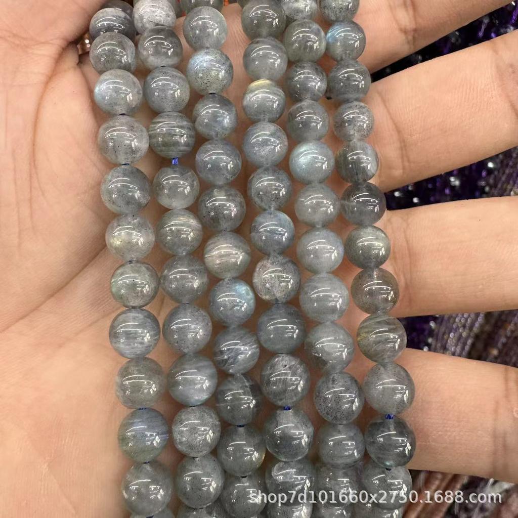 Натуральные серые лунный камень и лабрадорит, круглые бусины для DIY-украшений - Популярный стиль, Полуфабрикаты