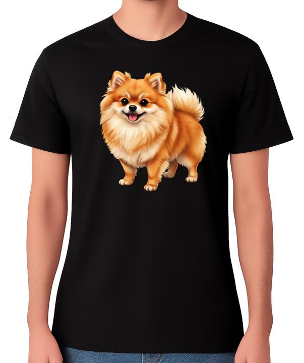 Fluffy Pomeranian Dog Cartoon Illustration T-Shirt Cute Pet Lover Unisex T-Shirt